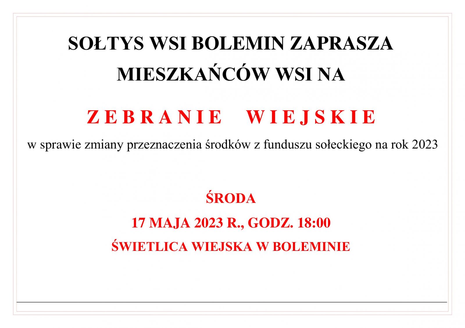 zebranie wiejskie bolemin