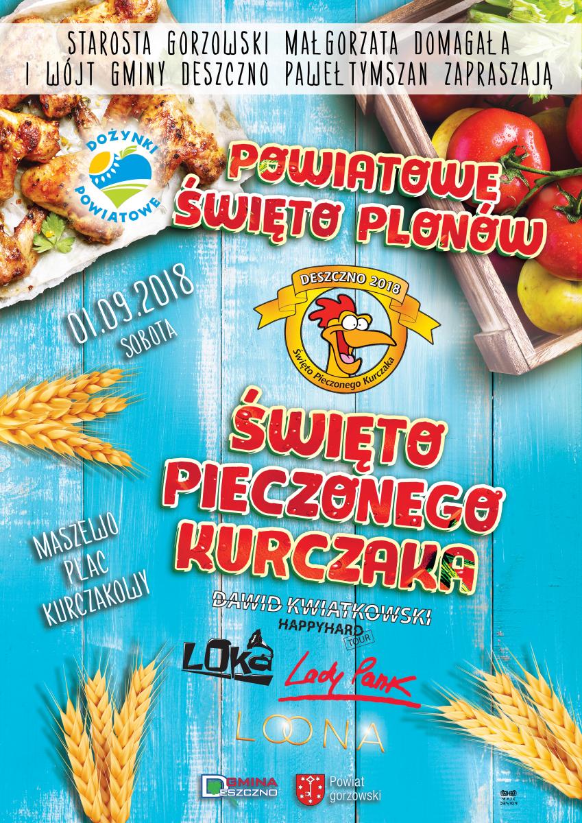 plakat Powiatowe Święto Plonów oraz Święto Pieczonego Kurczaka 2018