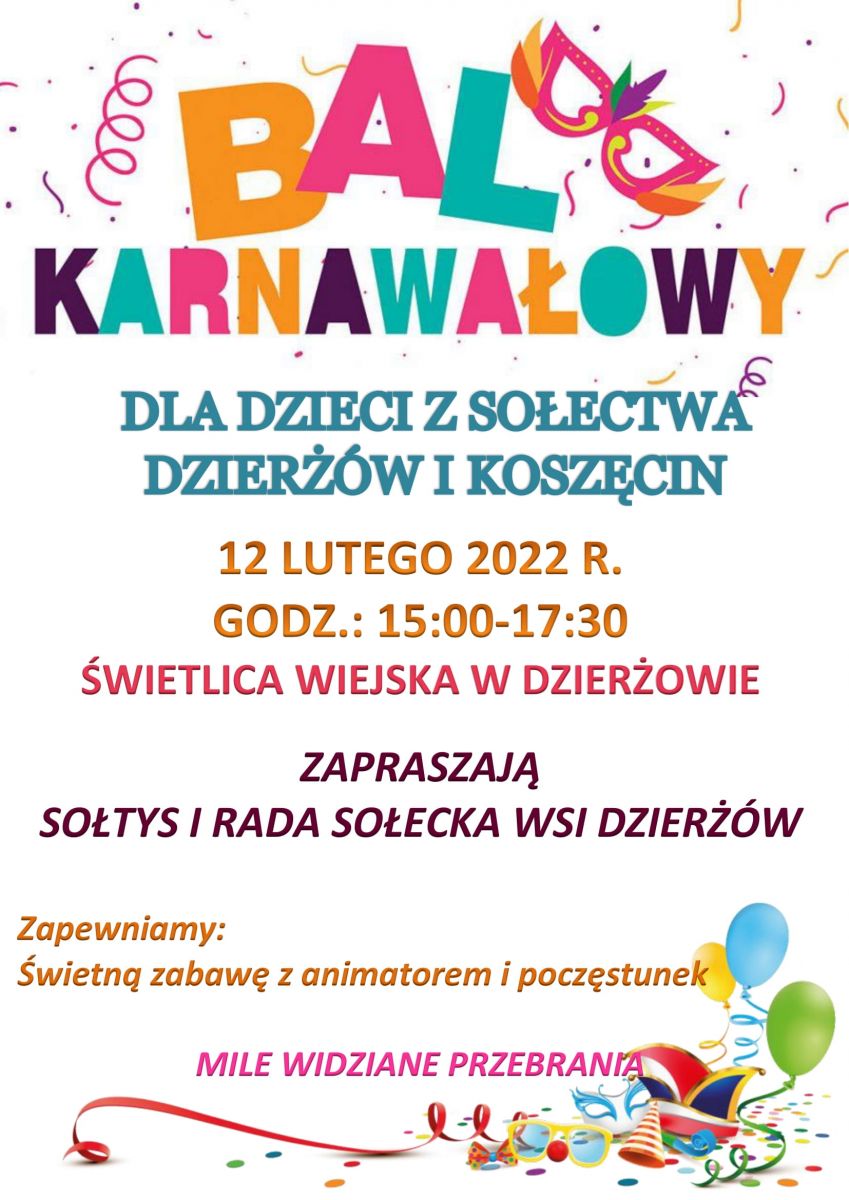 bal karnawałowy dla dzieci