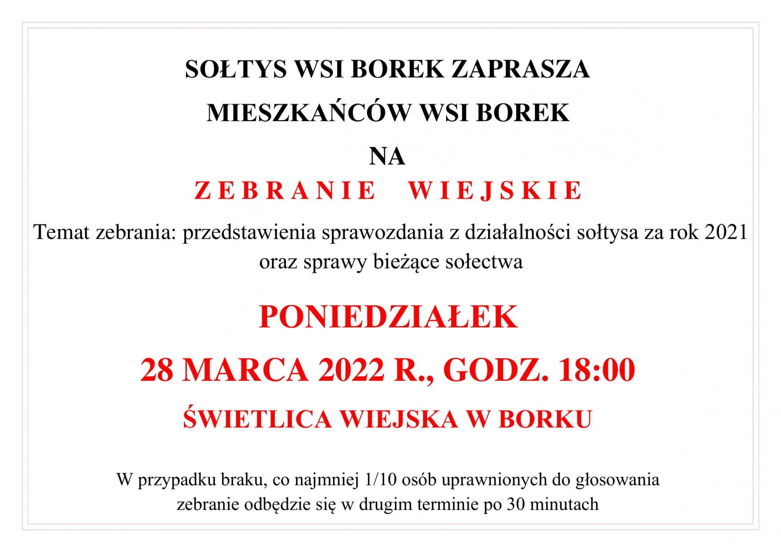 zebranie borek