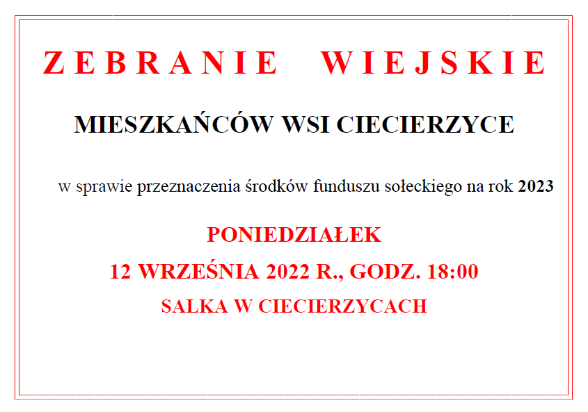 Zebranie wiejskie Ciecierzyce