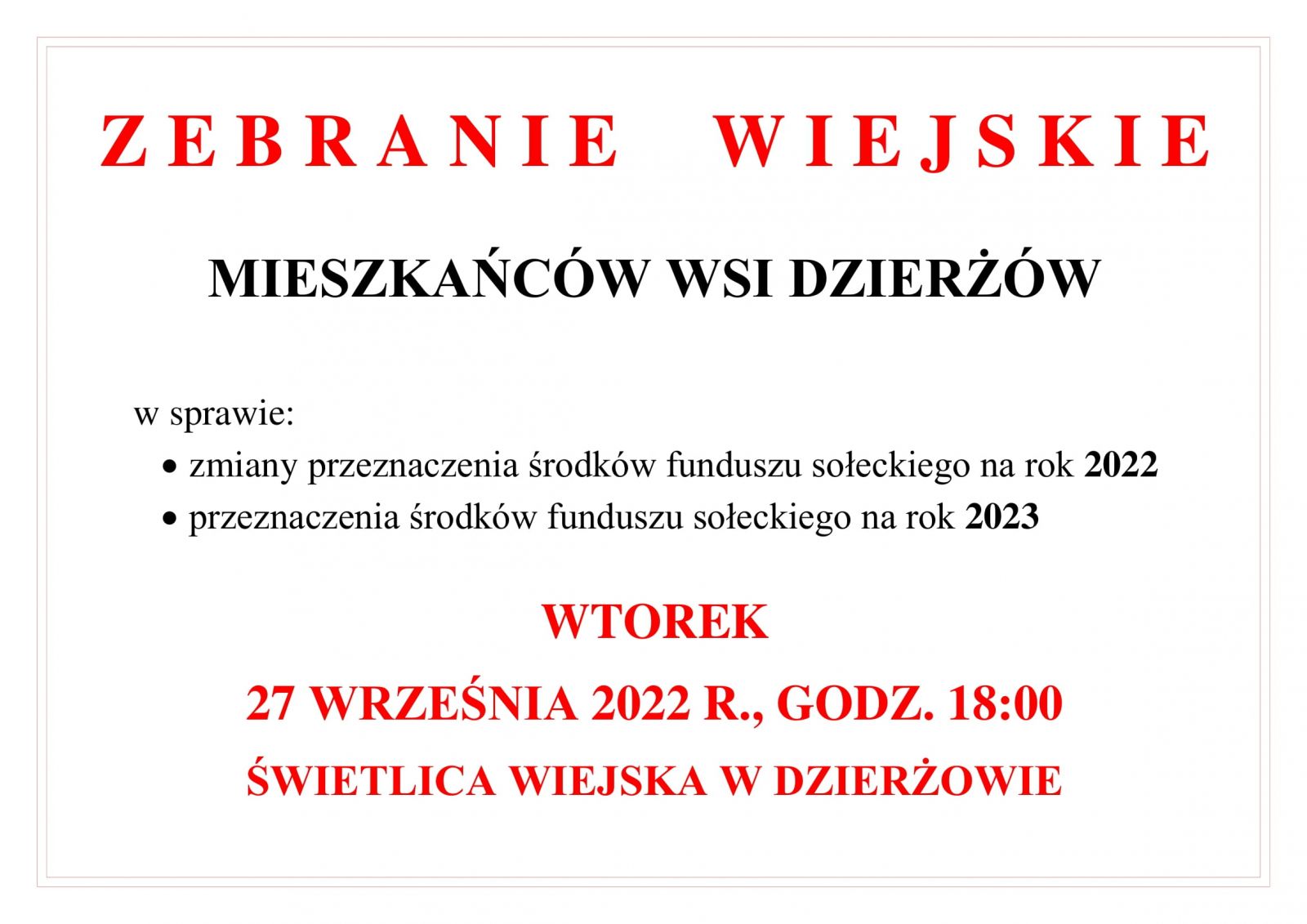 zebranie wiejskie dzierżów