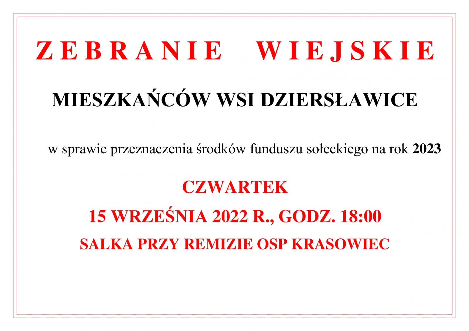 Zebranie wiejskie mieszkanców Dziersławic 