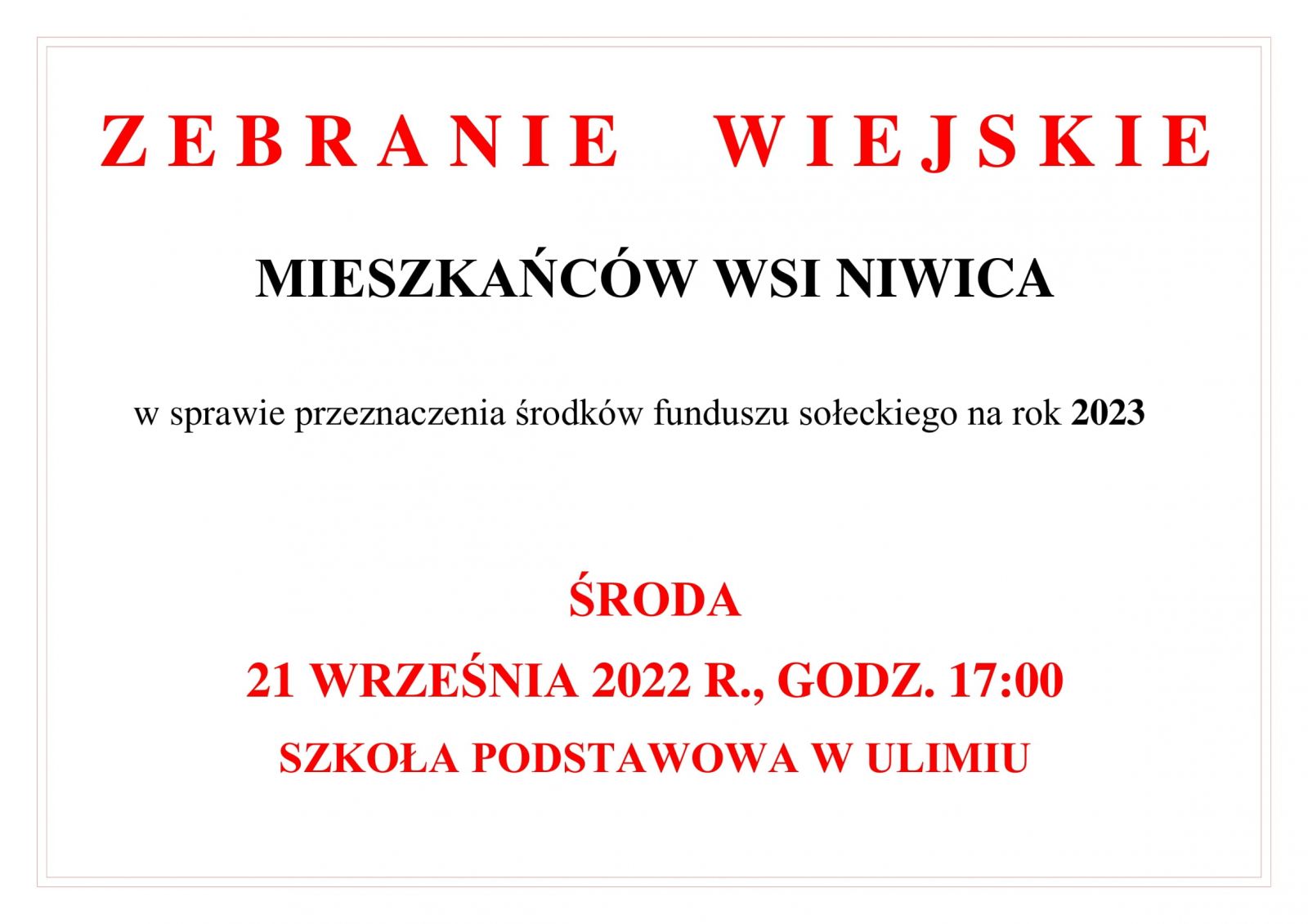 zebranie wiejskie niwica