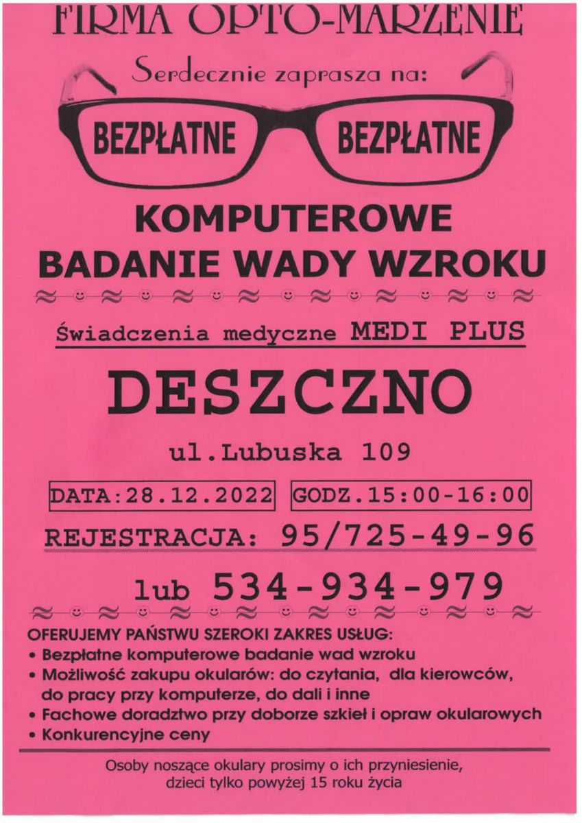 bezpłatne badanie wzroku