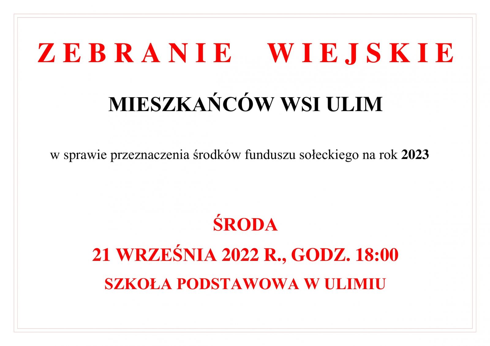 zebranie wiejskie ulim