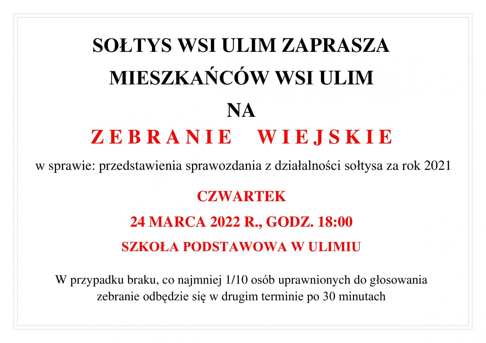 zebranie wiejskie ulim