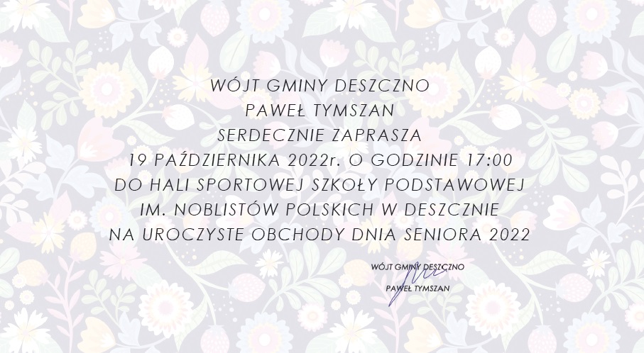 zaproszenie na Gminny Dzień Seniora 2022