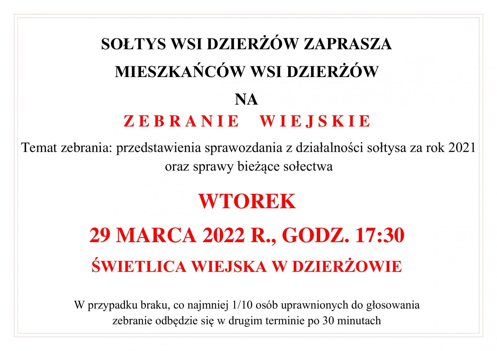 zebranie wiejskie dzierżów