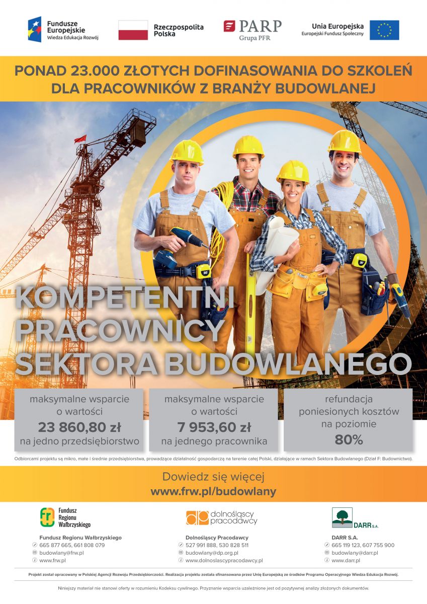 plakat dofinansowanie dla firm z branzy budowlanej