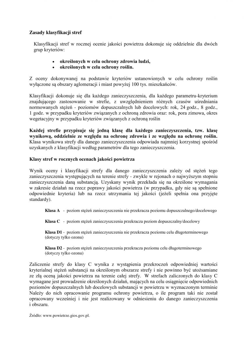 OCENA JAKOŚCI POWIETRZA – INFORMACJE OGÓLNE