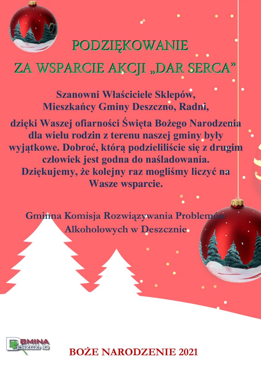 podziękowanie dar serca boze narodzenie 2021