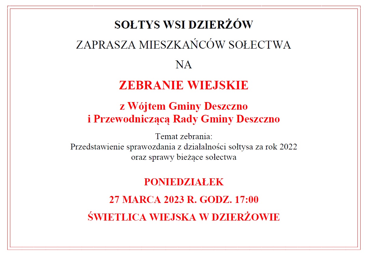 Zebranie wiejskie w Dzierżowie 
