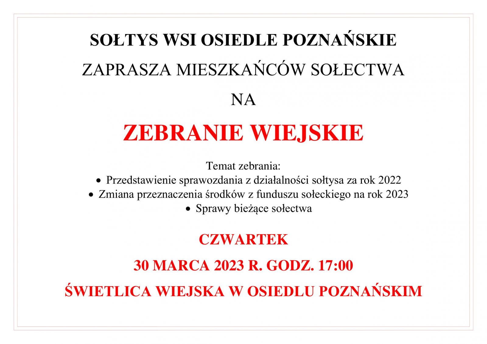zebranie wiejskie osiedle poznańskie