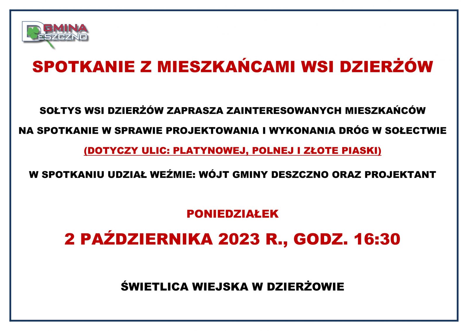 spotkanie z mieszkańcami wsi Dzierżów