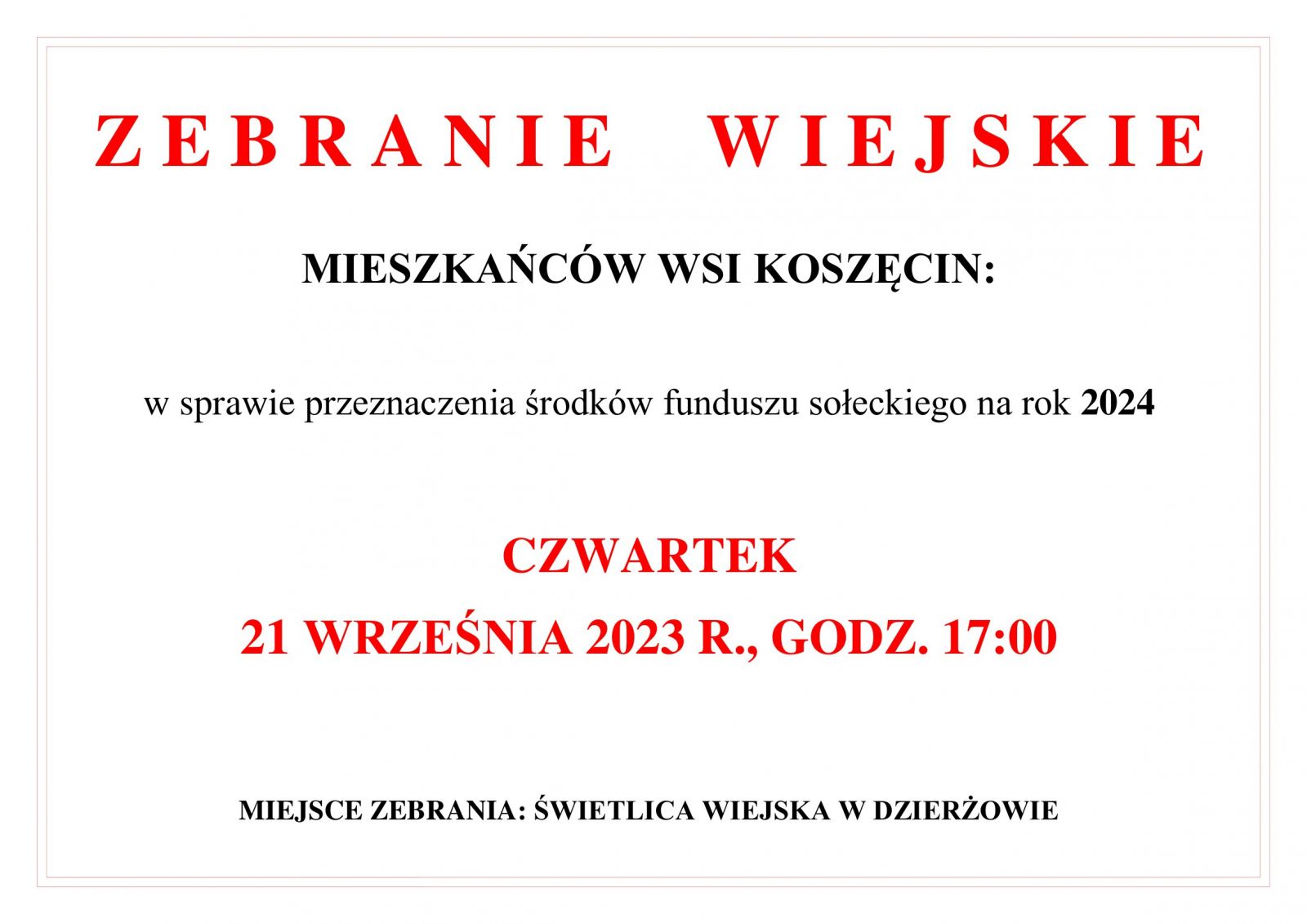 zebranie wiejskie koszecin