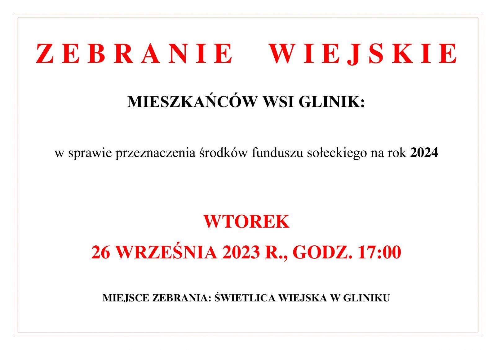 zebranie wiejskie glinik