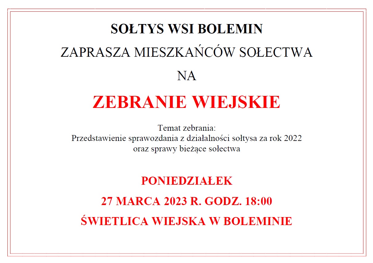 zebranie wiejskie wsi Bolemin 