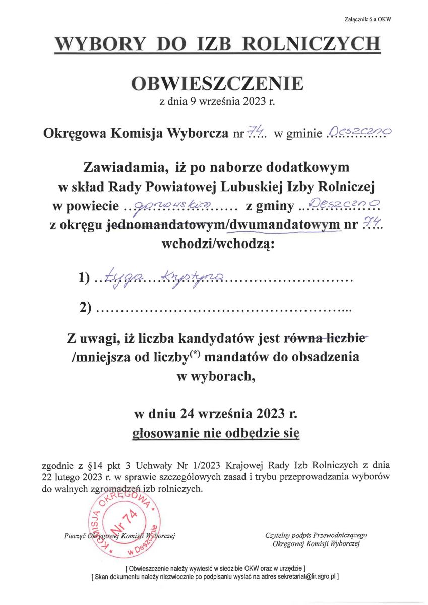 wybory do izb rolniczych