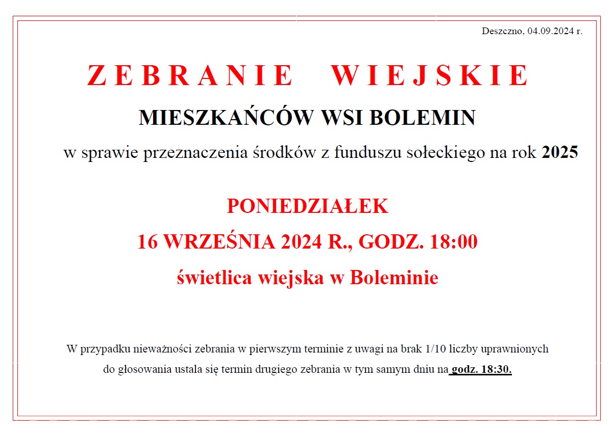 zebranie wiejskie Bolemin 