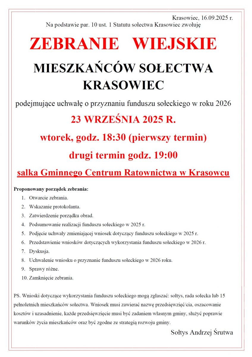 zebranie sołeckie Krasowiec