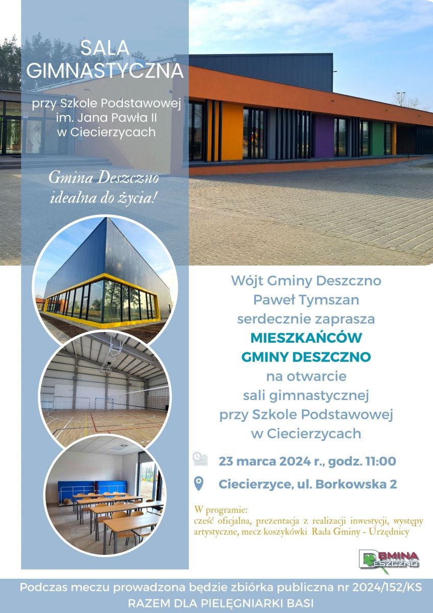 otwarcie sali gimnastycznej w ciecierzycach plakat