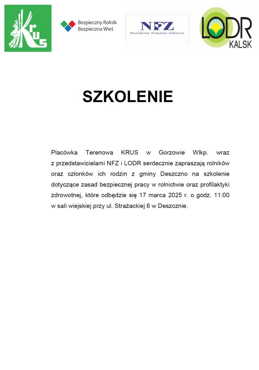 szkolenie Krus dla rolników i ich rodzin