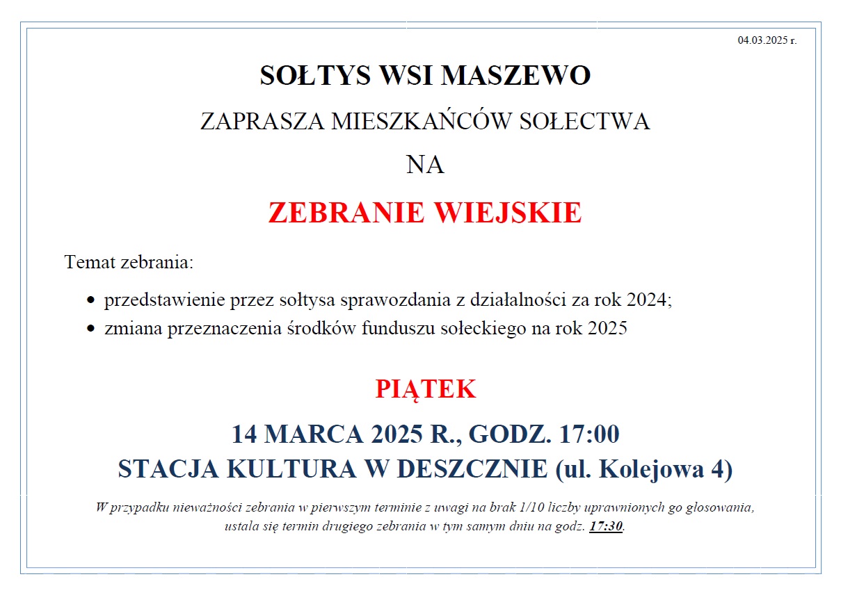 zebranie wiejskie Maszewo 