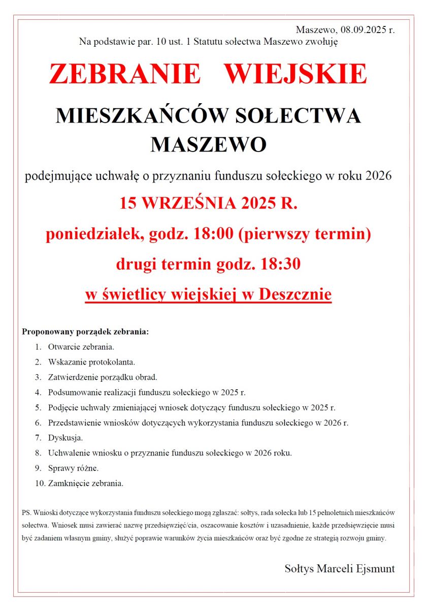 zebranie wiejskie Maszewo