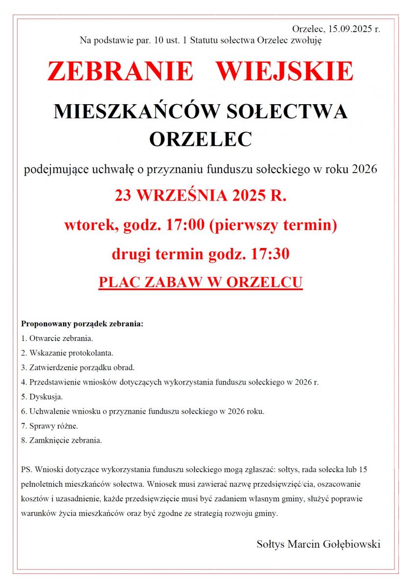 zebranie soectwa Orzelec