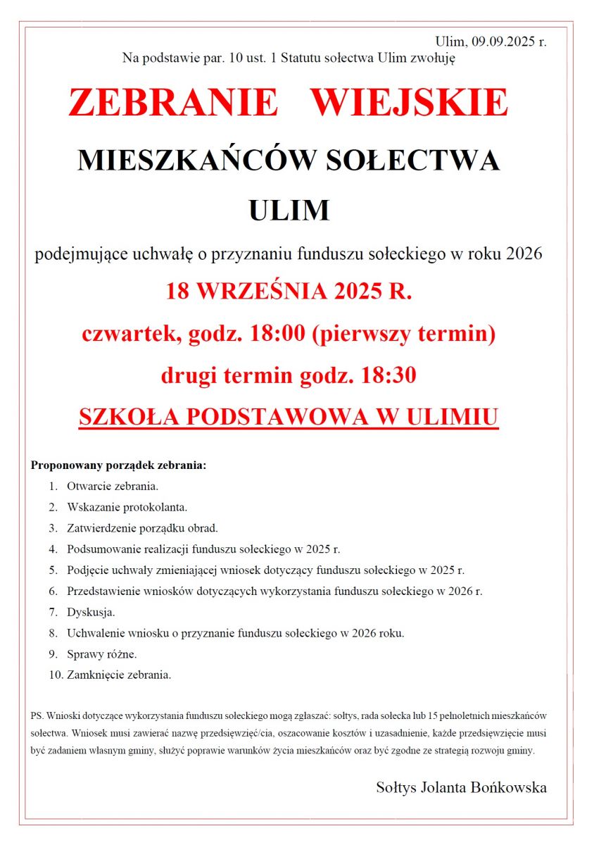 zebranie sołectwa Ulim