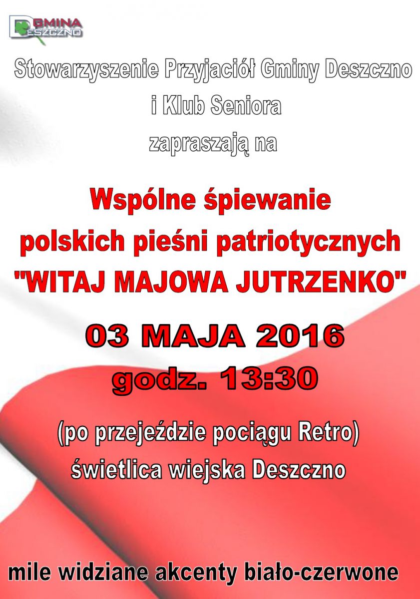 afisz_wspólne śpiewanie pieśni patriotycznych 3 maja
