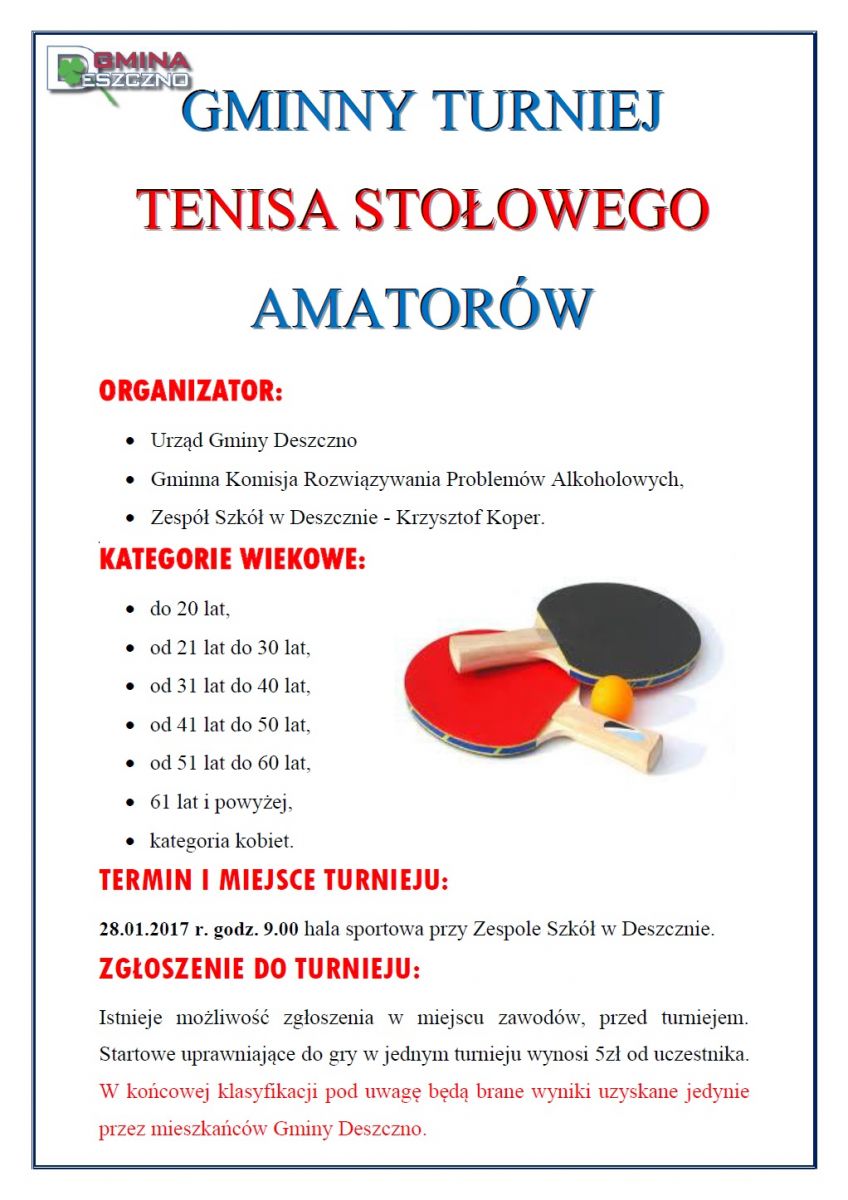 gminny turniej tenisa stołowego