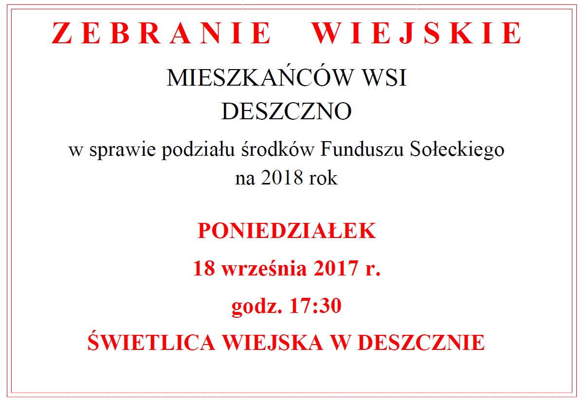 zebranie wiejskie w Deszcznie