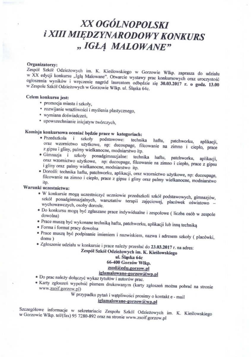 konkurs igłą malowane