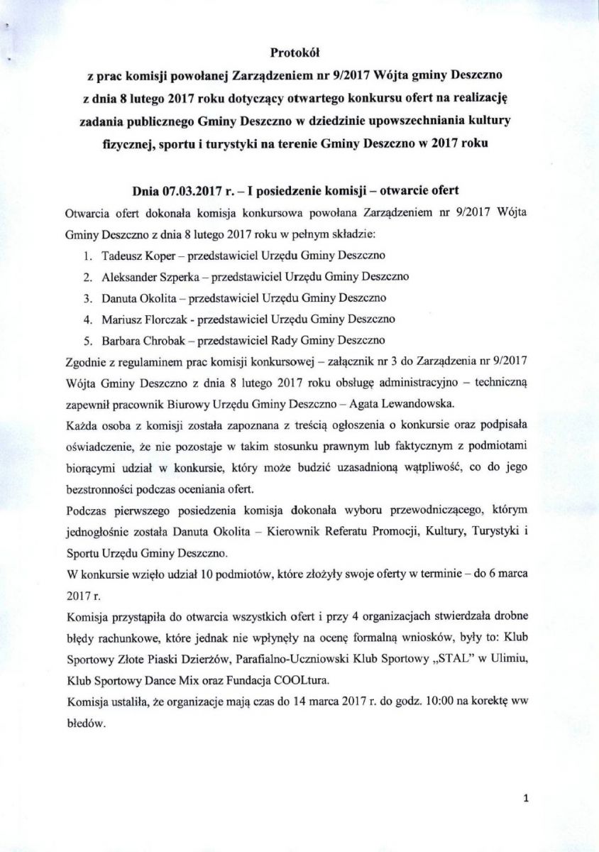 wyniki otwartego konkursu ofert dla organizacji pozarządowych - 2017