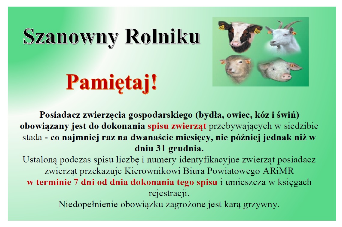 obowiązek spisu zwierząt