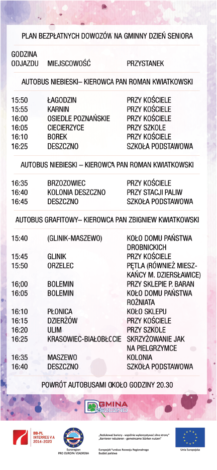 rozkład autobusów - gminny dzień seniora 2018