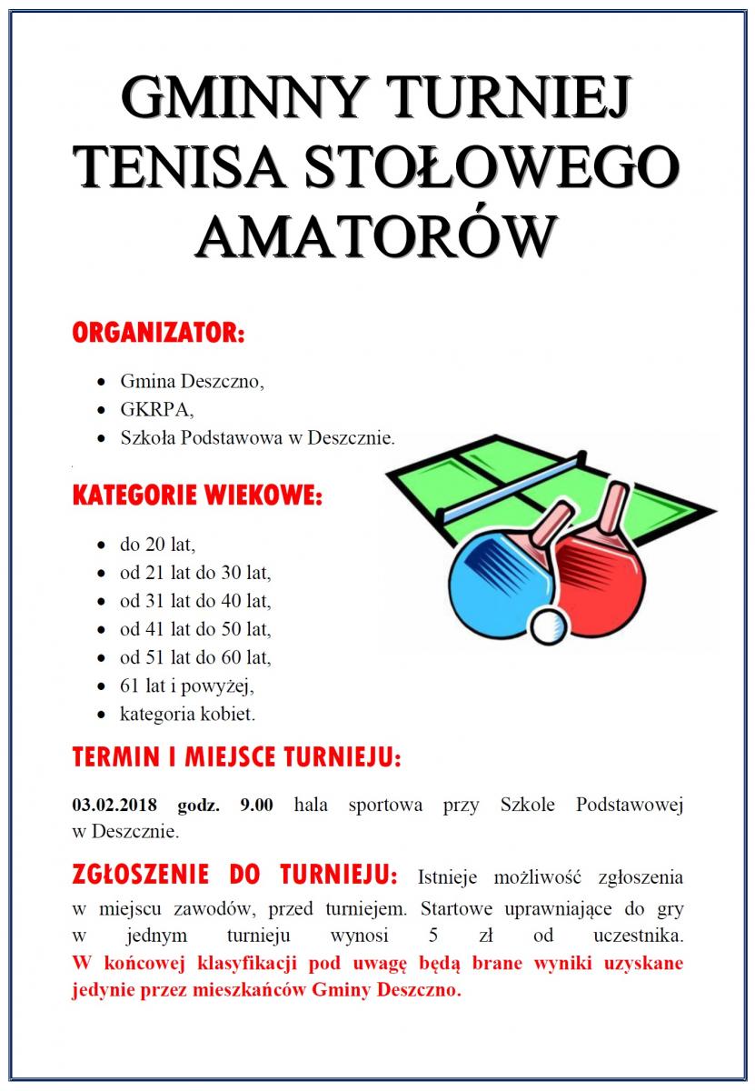 gminny turniej tenisa stołowego
