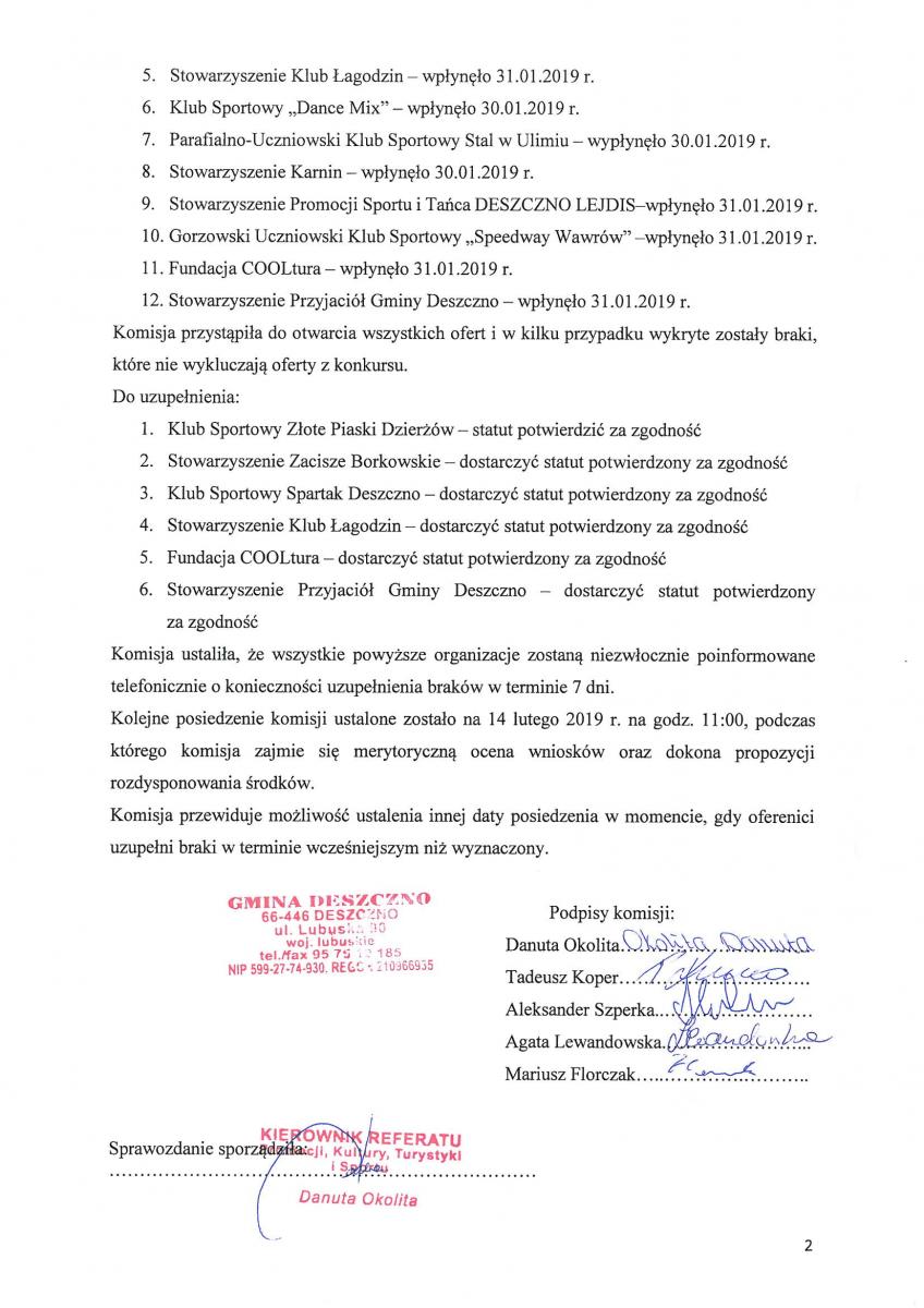 Protokół posiedzenie I