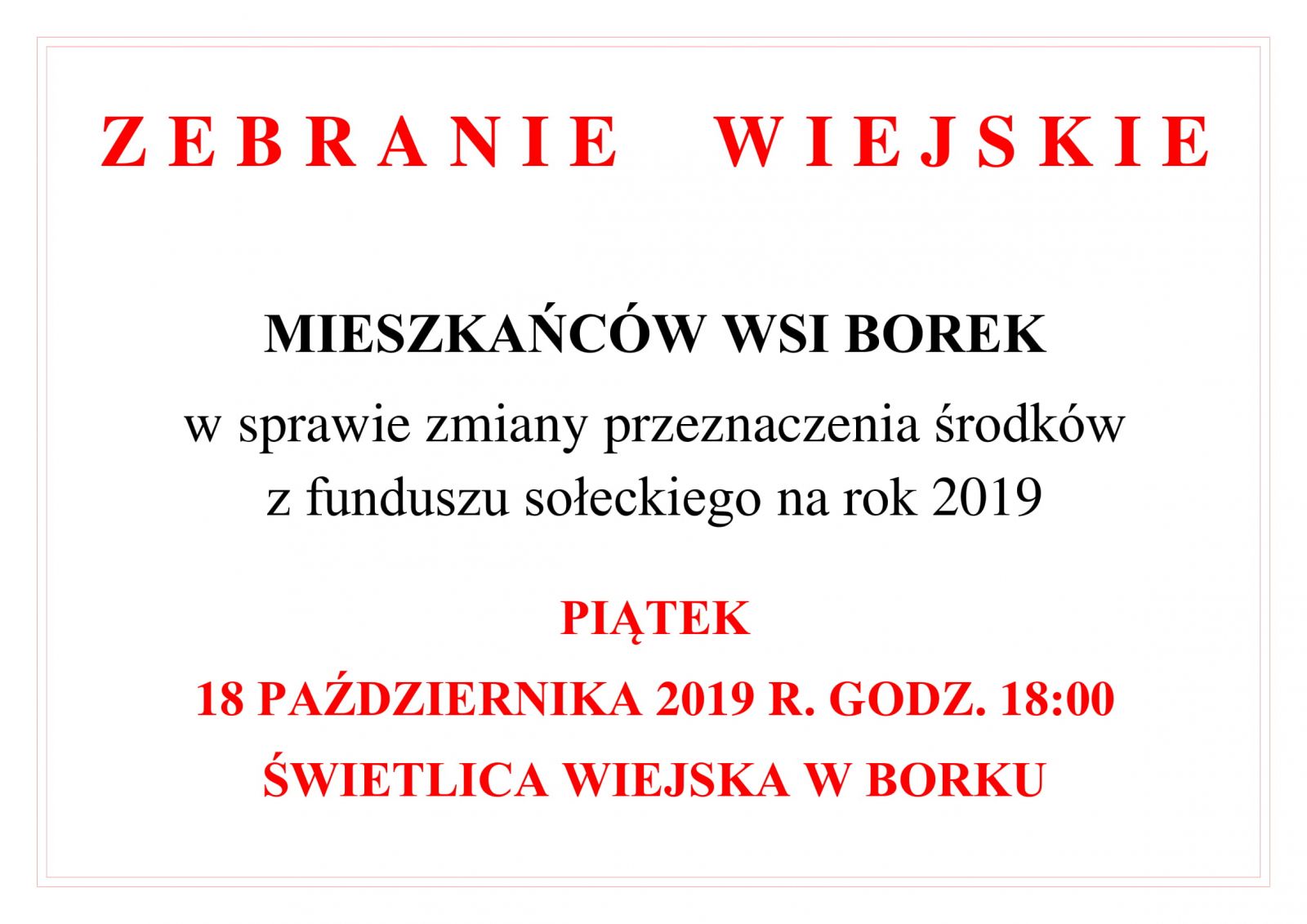 zmiana funduszu Borek
