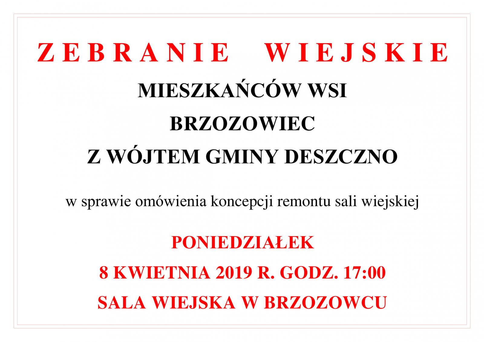 Zberanie wiejskie Mieszkańców wsi Brzozowiec 2019