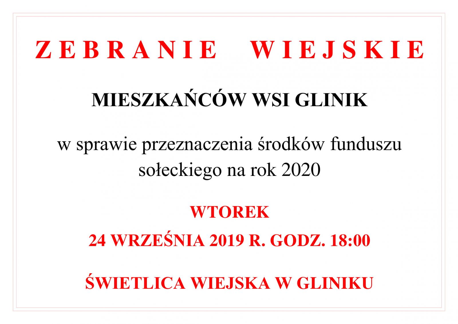 GLINIK ZEBRANIE 2019