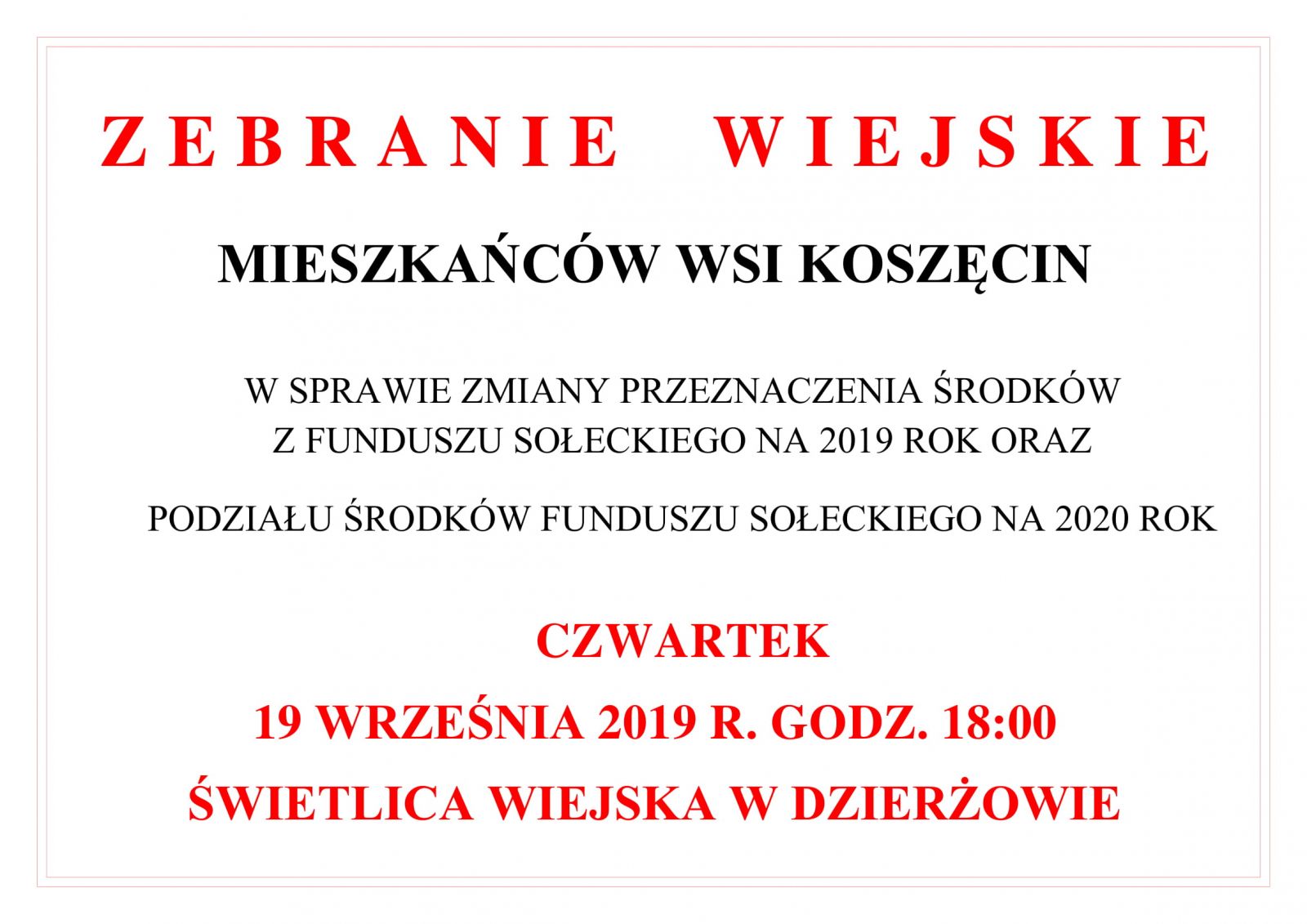 KOSZĘCIN ZEBRANIE