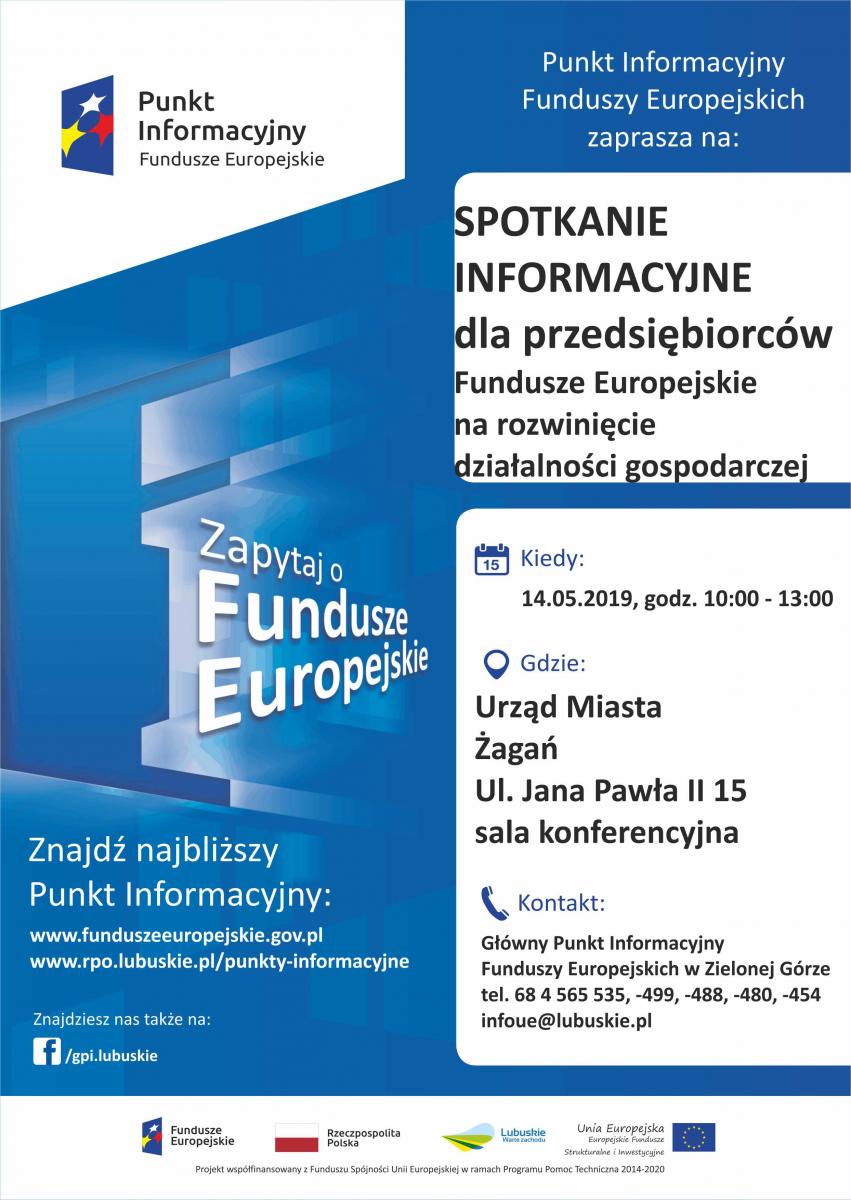 plakat spotkanie informacyjne Fundusze Europejskie