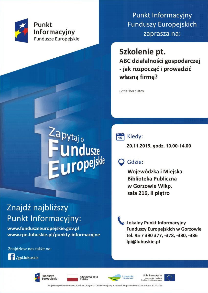 plakat szkolenie ABC działalności gospodarczej .