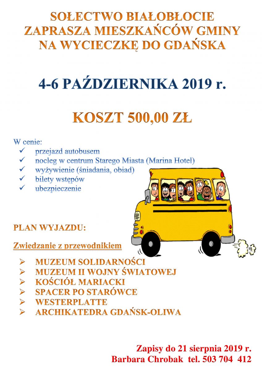 wycieczka do Gdańska Białobłocie