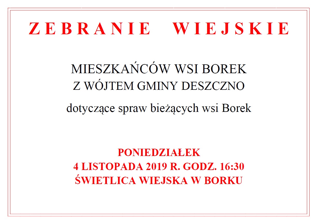 zebranie wiejskie mieszkańców wsi Borek