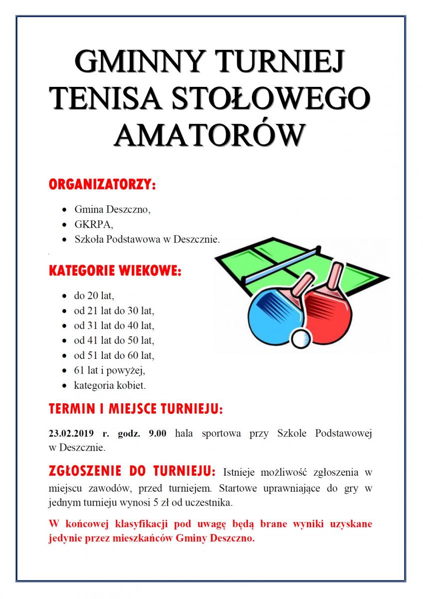 gminny turniej tenisa stołowego amatorów