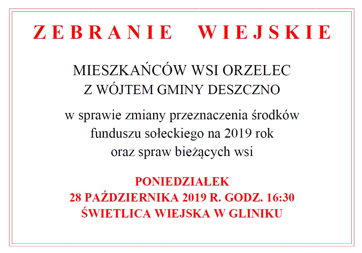 zebranie wiejskie wsi Orzelec